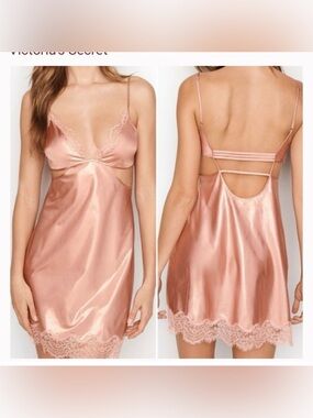 VICTORIA’S SECRET pink shimmering chemise lingerie women’s size XS NWT